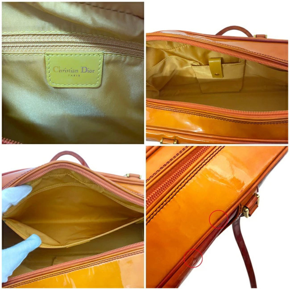 Christian Dior Boston Bag Orange Red Gradient Patent Vernis Zipper Enamel - Picture 4 of 10